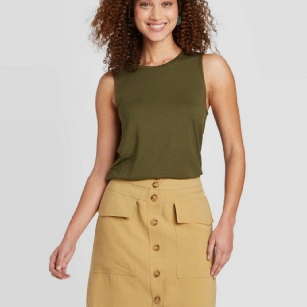 High Rise Button Front Skirt - Picture 2 of 5